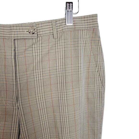 Anne Klein New York Classic High Waist Glen Plaid Tapered Ankle Length Pants 14 - Picture 4 of 7